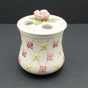 Longaberger Dogwood Toothbrush Holder Pink Yellow Lattice Toothbrush Caddy